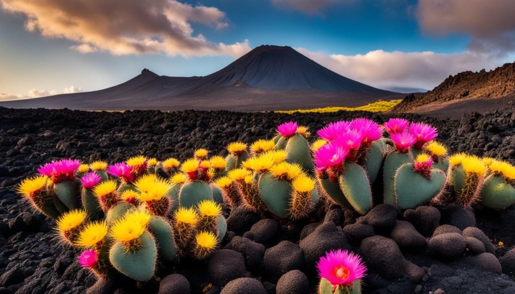 Flowering cacti in Lanzarote